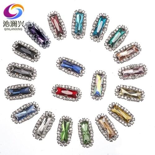 Factory sales 5x10mm 5x15mm 20pcs Rectangle shape top quality Glass Crystal buckle,sew on stones for Diy/Clothing accessories
