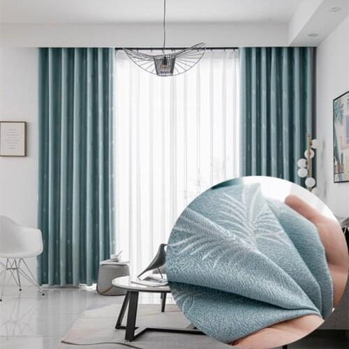 Jacquard Feather Blackout Curtains for Bedroom 1 Piece Custom High Living Room Decoration Cotton Linen Kitchen Window Panels New