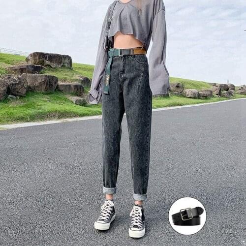 Harlan jeans womens high waist 2021 spring and autumn new students Korean version of wild loose and thin straight daddy pants