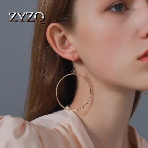 ZYZQ New Arrival Net Red Big Circle Pendant Earrings For Women Simple Ins Geometric Earrings All-match Fashion Party Jewelry