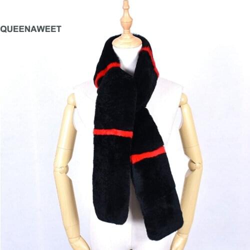 028 2019 New Winter Women Real Rex Rabbit Fur Scarf Fashion Brand Genuine Natural Rabbit Fur Scarves Winter Girl Long Wraps