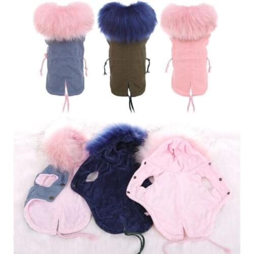 Winter Coat for Dogs Fleece Dog Parkas Teddy Warm Faux Fur Hood Overalls for Dogs XS S M L XL KHSJ415