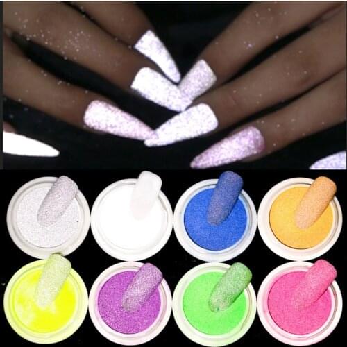 1Set Reflective Nail Glitter Powder Shiny Glow In The Dark For Bar Disco Sparkling Pigment Fluorescent Nail Art Disco Dust H