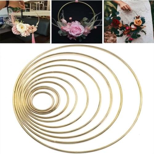 1 PC 10-40cm Iron Gold Metal Ring Portable Garland for Baby Shower Wedding Flowers Handmade Wreath Flowers Catcher Decor Wrap