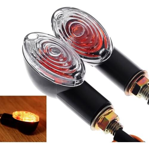 2Pcs Black Universal 12V Motorcycle Waterproof Turn Signal Lamp Indicators Blinker Amber Lights for Honda Suzuki Yamaha Kawasaki