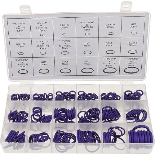 270 Pieces Car Air Conditioning A/C System HNBR O-Ring Assortment Kit Purple