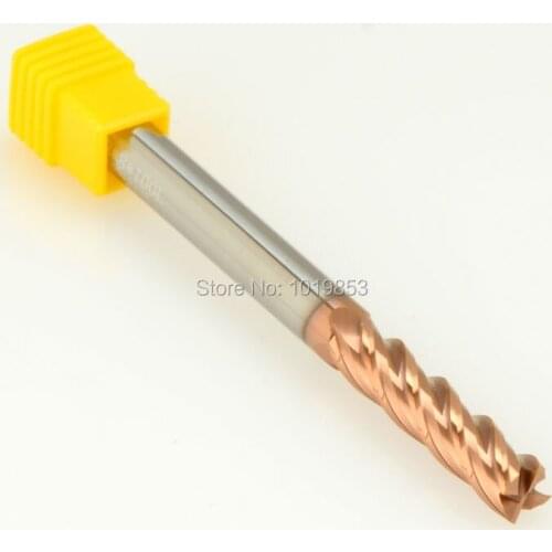 3pcs SLONS S500-4x4x100L HRC60 flat tungsten CARBIDE milling cutter end mills for hardened steel