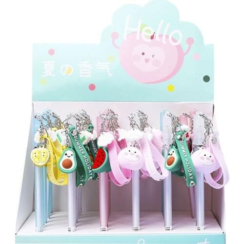 36 pcs/lot Creative Fruit Pendant Gel Pen Cute 0.5 mm black Ink signature Pen Promotional Gift Stationery School Supplies