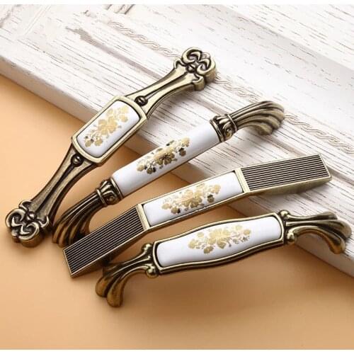 American wardrobe pulls Antique drawer handles European ceramic cabinet handles Furniture hardware 5"Wine cabinet door handle