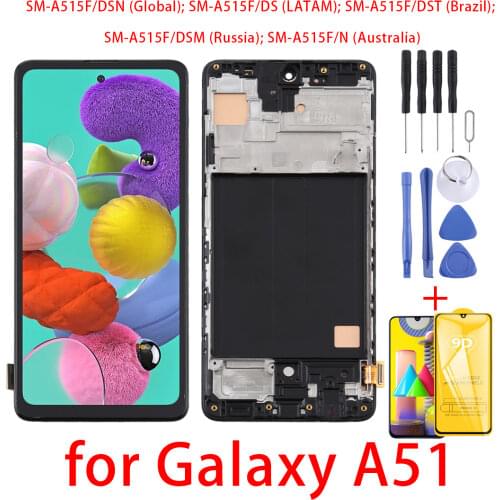 6.3″For Samsung Galaxy A51 Display LCD Screen&Digitizer Full Assembly&Frame For SM-A515F/DSN SM-A515F/DS SM-A515F/DST SM-A515F