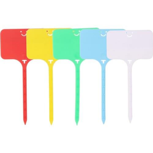 100Pcs T Type Smile Plants Labels Potted Flowers Vegetables Seedling Waterproof Record Plastic Plate Marker Tags Garden Supplies