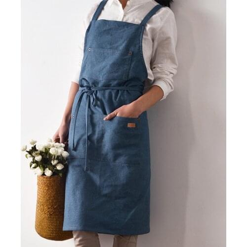Cotton Denim Aprons Gardening Coffee Shop Kitchen Cooking Baking BBQ Cleaning Painting Restaurant Stylish Design Florist Apron