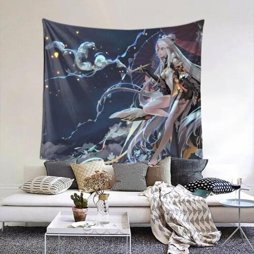 Ningguang Girls Chinese Tapestry Anime Japanese Games Tapestry Wall Bedspread kawaii Home Decor For Bedroom Dorm