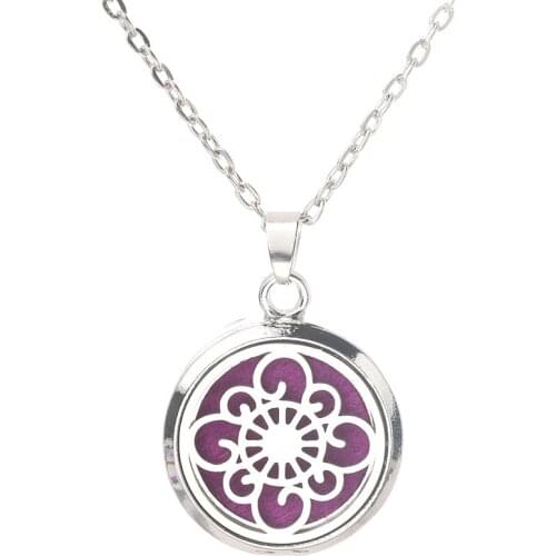 Classic Pattern Aroma Box Pendant Necklace Magnetic Aromatherapy Essential Oil Diffuser Perfume Box Locket Pendant Jewelry 27mm