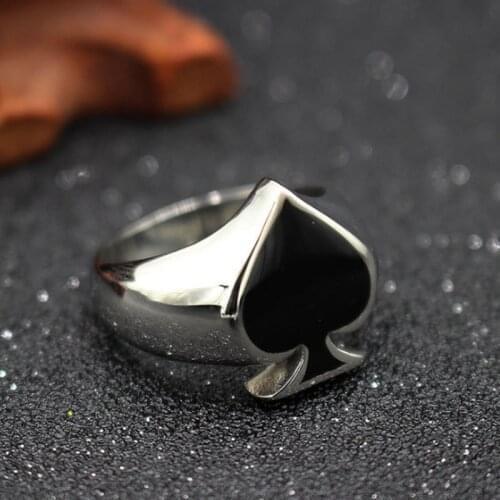 Creative Design High Quality Metal Playing Card Spades Ring Fashion Style Men Rock Punk Lucky Jewelry
