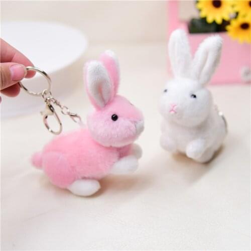Cute simulation bunny rabbit popular Exquisite pendant Keychain Decorate good quality soft Soothing doll christmas couple gift