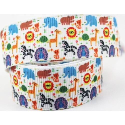 Cartoon animal printed grosgrain ribbon 9-75mm DIY handmade materials christmas wedding gift wrap tape ribbons