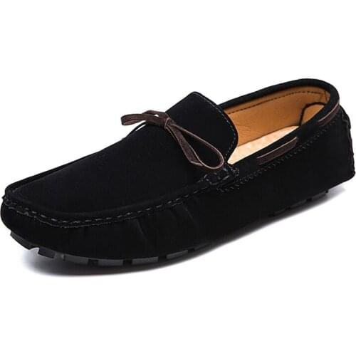 Men Leather Shoes Luxury Designer Brand Fashion Sneakers Flats Slip on Lightweight Mens Shoes Moccasin Gray Brown Black Loafers