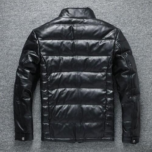 Genuine Winter Leather Jacket Men Real Mink Fur Collar 200% Real Sheepskin Duck Down Coat Mens Down Jacket clothing