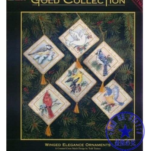 100% egypt COTTON Lovely Counted Cross Stitch Kit Winged Elegance Ornament Christmas Tree Ornaments Robin Pigeon Bird Dim 08642