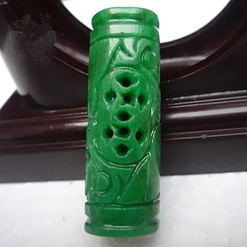 NATURAL DOUBLE SIDED HOLLOW HAND-CARVED JADEITE GREEN EMERALD GREEN JADE PENDANT DRAGON JADE PENDANT NECKLACE FOR MEN WOMEN