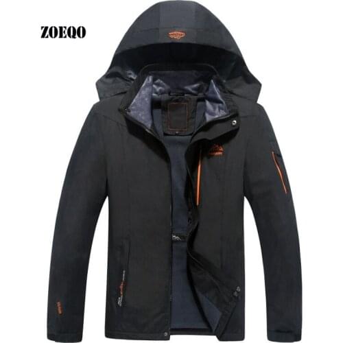 ZOEQO New fashion Mens jacket Waterproof Windproof Warm Coat and Jacket Man Large Size Hooded Windbreaker Casual Loose Jackets