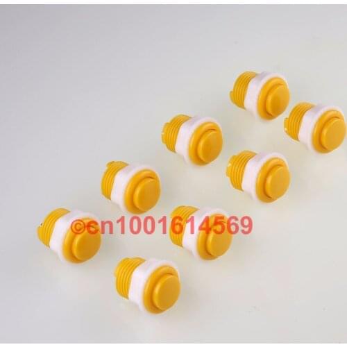 New Reyann 8pcs/lot 24mm Arcade Push Buttons With Micro Switch For PC Controller Computer Game & Coin Operator Cabinet - Yellow
