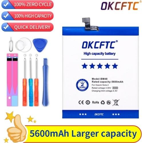 Original OKCFTC BM48 Replacement Battery For XiaoMi Mi Note 2 Note2 Authentic Phone Batteries 5600mAh