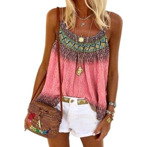 Plus Size Womens Fashion Loose Casual sleeveless Floral print Round neck Summer Vest camisole