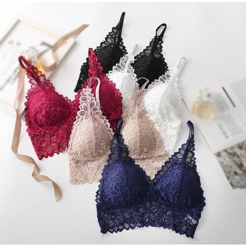 Sexy Lace French Bras Beautiful Back Underwear Bras Women Padded Tube Top Underwear