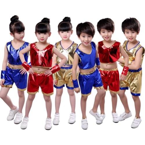 Childrens modern dance costumes jazz dance kindergarten sequins show clothing boys and girls dance costumes Performance Suit