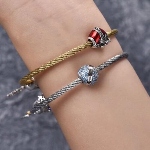 Stainless Steel Spiral Cuff Bangles Adjustable Connection Pendant Charms Bracelet Bangle For DIY Jewelry Findings Women Gifts