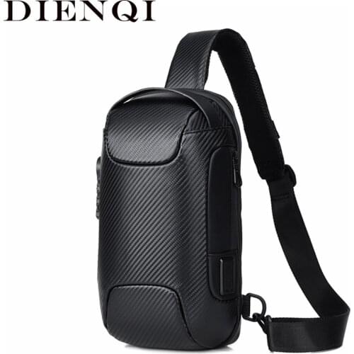 DIENQI 2020 Carbon Fiber Men Chest Bag Multifunction Sling Bag Waterproof Side Crossbody Bag For Men Male Travel Trip Chest Pack