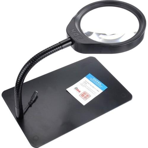 8X 10X Magnifier Portable Magnifying Glass Table Standing Magnifier With illuminator Lamp Adjustable 48 LED Ring Light For pcb Repair Reading Inspection