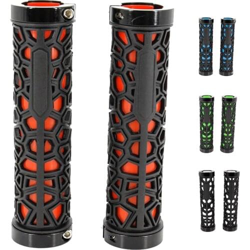 Bicycle Lock on Comfort Rubber Handle Grips Bike Handlebar Grips(Black and Green)