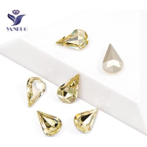 YANRUO 4300 Pear Drop Jonquil Poitback Stones With Silver Claws Strass Crystal Setting Jewelry Diamond For Clothes