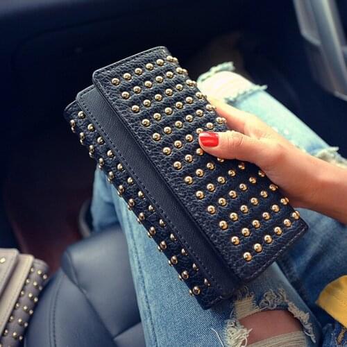 2019 Summer new rivets fashion twists and turns wallet big wild PU leather coin long wallet leather purse wallet YA-38