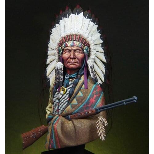 1/12 The Chief of The Sioux Tribe Holds A Shotgun and A Resin Bust Figure X342
