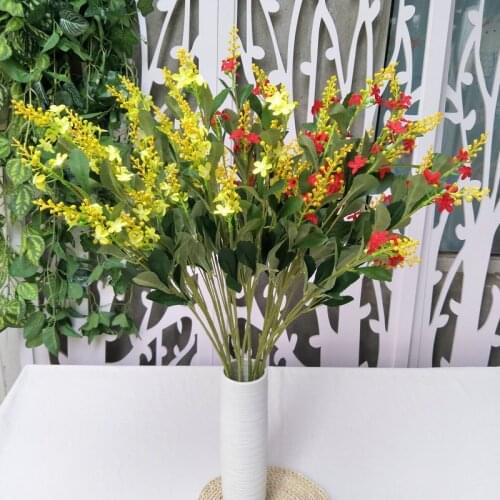 1pc 7 forks rapeseed flower artifciail silk flower Home garden decoration plant Wedding party floral arrangement Material