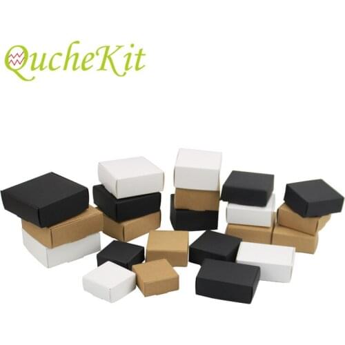10pcs Black Kraft Paper Gift Box For Packaging Handmade Soap Earring Jewlery Bussiness Cardboard Packing Boxes Party Favors Bag