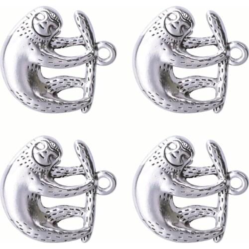 10 pcs Alloy Sloth Charm Pendant Folivora Handmade Materials DIY Necklace Earrings Charms For Jewelry Making Animal Accessories