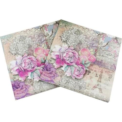 20Pcs/Bag Napkins Paper Rose Pattern Decoupage Napkin Paper Tissue for Xmas Wedding Decor Party Table Supplies Wholesale
