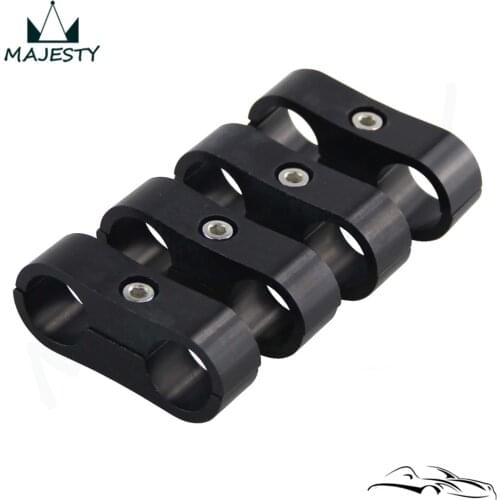 4pcs AN-8 AN8 16MM Braided Hose Separator Clamp Fitting Adapter Bracket Black