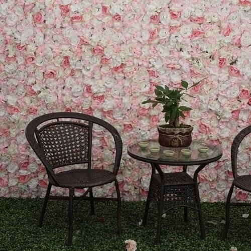 5 Pieces Artificial Flower Heads Wall Silk Rose Flowers Panels for Home Garden Wedding Party Bouquet Decor - White Pink