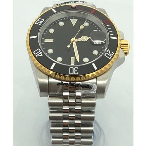 904L stainless steel bracelet watch male mechanical clock military casual waterproof male watch black rad bezel MH35 case gold