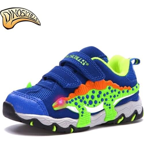Dinoskulls 2018 new spring balloon childrens sports shoes leather casual shoes spring and autumn models sports shoes boy 3D lig