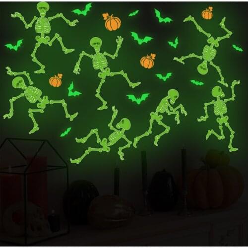 Halloween Fluorescence Wall Stickers Creative Glow In The Dark Stickers Terrible Festival Decorative Boy Girl Room Decor mural