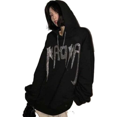 Harajuku Street Style Hip Hop Y2k Couple Top Hoodie Autumn Loose Women Hoodie Aesthetic Pullover Tops Letter Print Sweatshirts