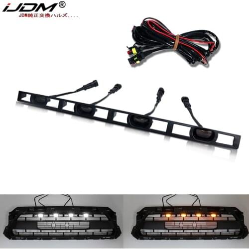 IJDM 4pc Set Front Bumper Hood Grille LED Amber white Lights For Toyota Tacoma 2012-2015 LED Lights For Front Bumper Grille 12V