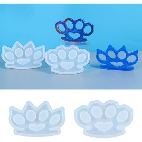 Crystal Epoxy Resin Mold 4 Cavity Knuckle Dusters Casting Silicone Mould DIY Crafts Self-Defense Weapon Making Tool wholesales